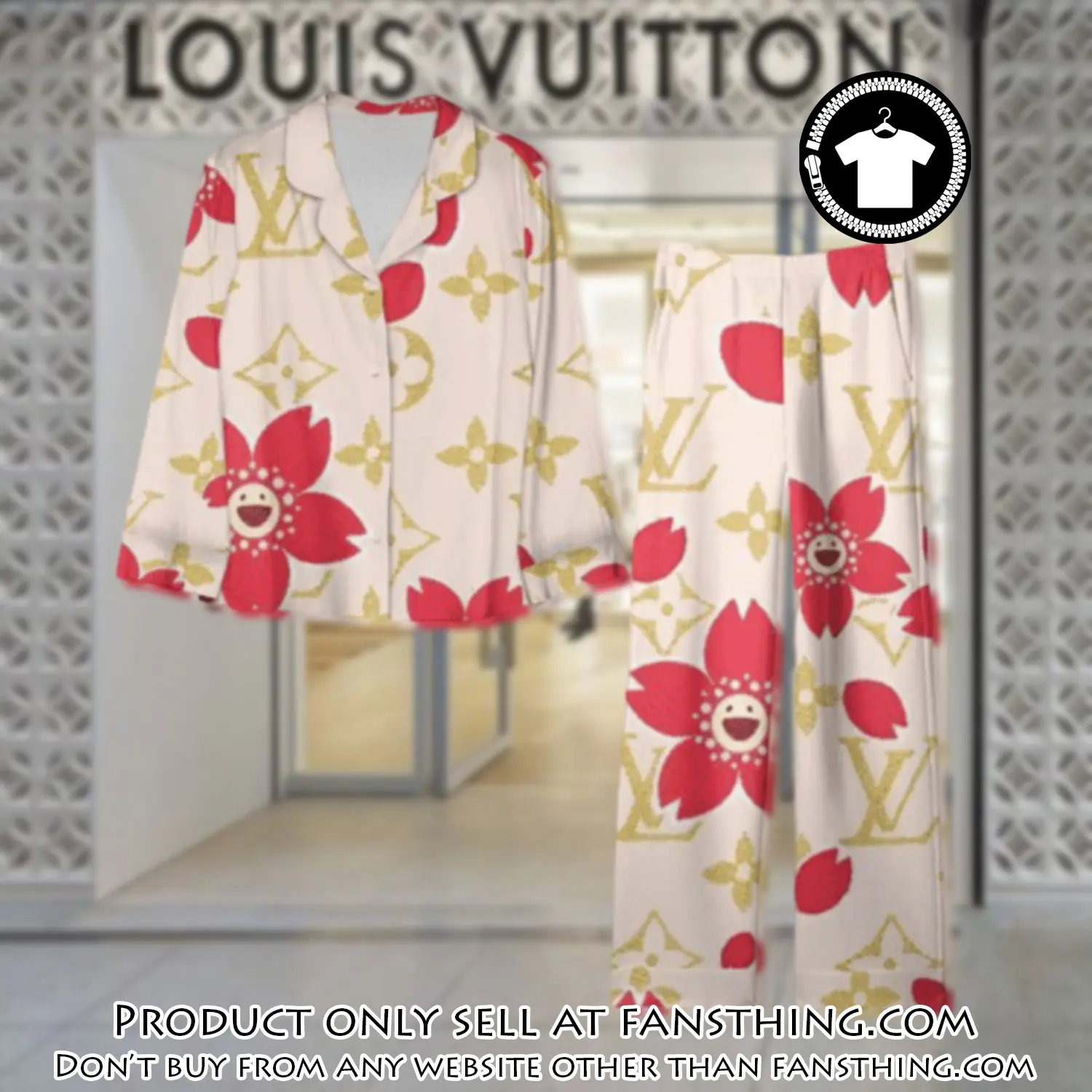 Trending luxury lv satin pajama set pjs1091 fst0717338